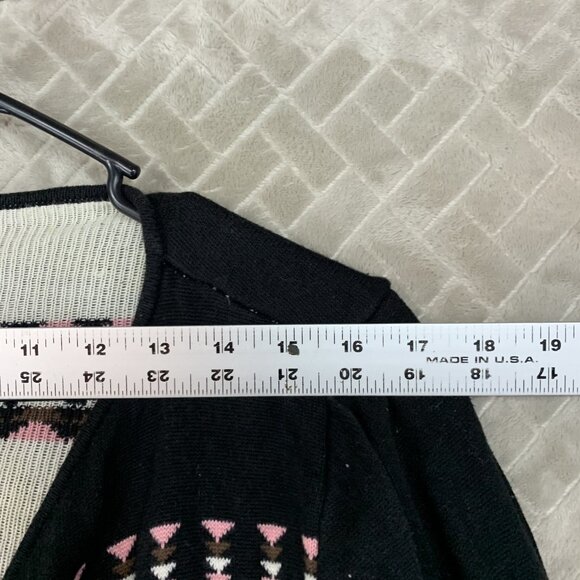 Allie & Rob Womens M Cardigan Sweater Black Aztec Print Geometric Open Front - Picture 7 of 16